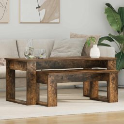 Set de masute de cafea 2 pcs Stejar fumuriu Lemn compozit GartenMobel Dekor