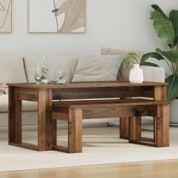 Set de masute de cafea 2 pcs Lemn vechi Lemn compozit GartenMobel Dekor