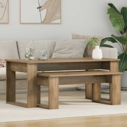 Set de masute de cafea 2 pcs Stejar Artizanal Lemn compozit GartenMobel Dekor