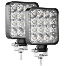 Set 2 Proiector PATRAT 16 led 12v-24v 48w lumina alba 6000k Slim