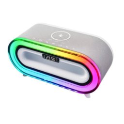 Boxa portabila MD S306 cu incarcare wireless LED RGB ceas si alarma