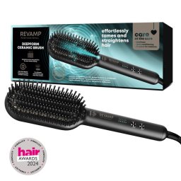 Perie Perie electrică pentru îndreptare 130–210°C, 5 trepte temperatură, funcție ionică, înveliș ceramic cu keratină/argan/cocos, negru