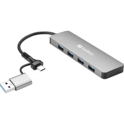 Hub USB-C T-MLX59840 - USB-C, 4x USB-A, Argintiu - Compatibil Universal (Windows/Mac/Chrome OS)