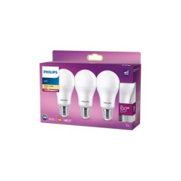 Set de 3 becuri LED Philips A60, soclu E27, 13 W, 230 V, 2700 K