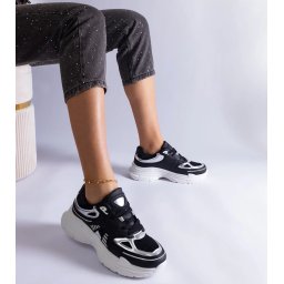Gemre Adidași negri de damă cu inserții argintii Gaytan