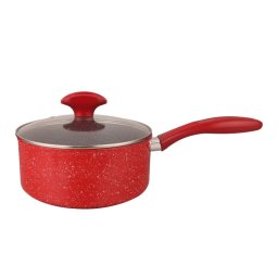 Cratita Oliver Voltz Florence OV54421AP18, 18x8.5 cm, 1.6 l, Finisaj marmura, Capac sticla, Inductie, Rosu