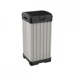 Coș de gunoi exterior din plastic cu aspect de lemn Rockford, maro, 125 l