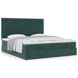 Cadru de pat otoman cu saltele, catifea verde închis 180x200cm GartenMobel Dekor