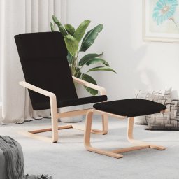 Scaun de relaxare cu taburet, negru, textil GartenMobel Dekor