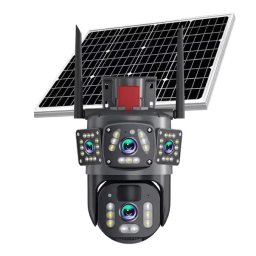Camera de Supraveghere 4G Panoramica cu panou solar doua Lentile Full HD PTZ Zoom 10X Night Vision