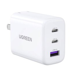 Incarcator de retea Wall charger UGREEN CD275, 2x USB-C, 1x USB, 65W (white)