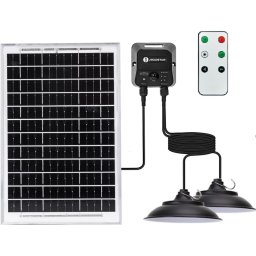 Aigostar - Lustră solară LED cu senzor, 2xLED/35W/12V, 6000mAh, 6500K, Ø15 cm + telecomandă