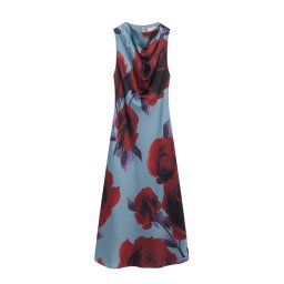 TED BAKER Rochie Harrlia Printed Draped Neck Midi 282436 lt-blue