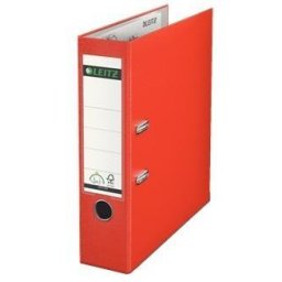 Biblioraft LEITZ 180, A4, plastifiat PP, margine metalica 80mm - rosu deschis