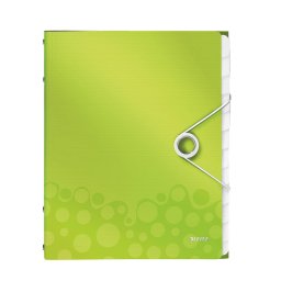 Mapa LEITZ Wow cu 12 separatoare, PP - verde metalizat