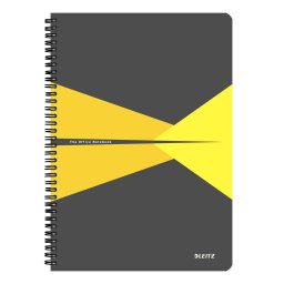 Caiet de birou LEITZ Office, carton, A4, cu spira, matematica - galben