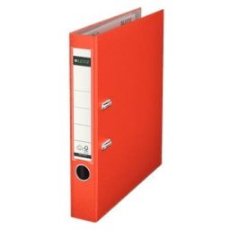 Biblioraft LEITZ 180, A4, plastifiat PP, margine metalica 52mm - rosu deschis