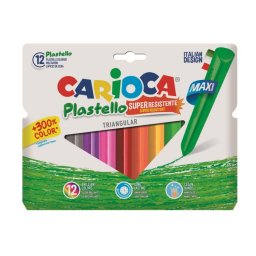Articole pentru scoala Creioane cerate, triunghiulare, super rezistente, lavabile, 12 culori/cutie, CARIOCA Pastello Maxi