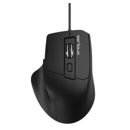Mouse USB, 6 butoane, DPI 3600 DPI, design ERGO complet negru cu capac superior din cauciuc, Cablu 1.5 m, Negru