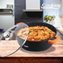 SEMIOALA ALUMINIU TURNAT+CAPAC, 40x17.5 cm, 18.5 L, DARK LINE, COOKING BY HEINNER