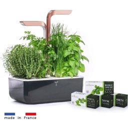 Véritable SMART cu control al luminii - negru + 4 rezerve de plante - Ghiveci de flori automat