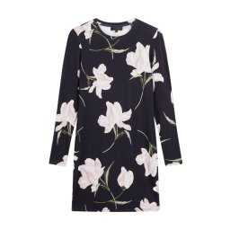 TED BAKER Rochie Baafnee Printed Long Sleeve Fitted Mini 282676 navy