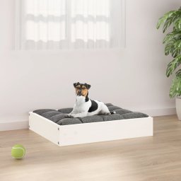 Pat pentru caini, alb, 51,5x44x9 cm, lemn masiv de pin GartenMobel Dekor