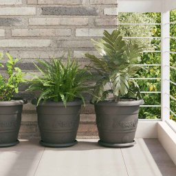 Tava rotunda pentru flori 24 pcs Negru Ø 14 x 2 cm Plastic GartenMobel Dekor