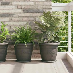 Tava rotunda pentru flori 24 pcs Negru Ø 14 x 2 cm Plastic GartenMobel Dekor