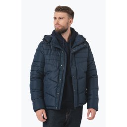 Geaca barbati cu gluga si buzunare oblice bleumarin (SELECTATI MARIMEA: 3XL)
