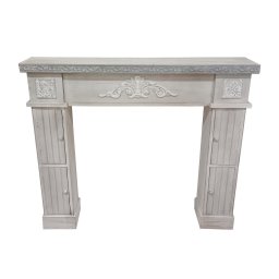 Masca decorativa semineu lemn gri alb 120 x 23,5 x 101 cm