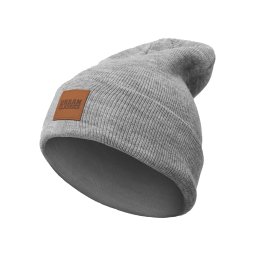 Leatherpatch Long Beanie gri