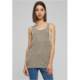 Ladies Loose Burnout Tank Olive