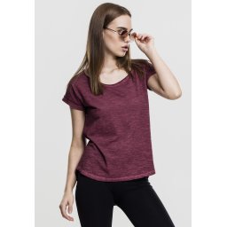 Women's long-back T-shirt in the shape of a spray with burgundy color