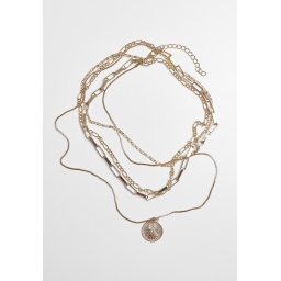 Necklace layered with a coin - gold color