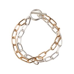 Two-tone layered bracelet - gold and silver colors