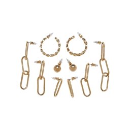 Assorted Chain Earrings 5-Pack - Gold Color