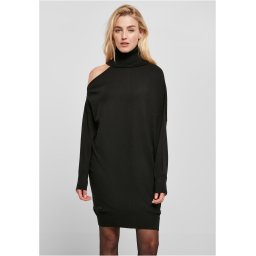 Women's knitted one-shoulder dress - black