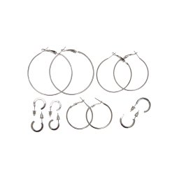Basic hoop earrings 6-pack - silver color