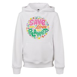 Kids Save And Love Hoody white