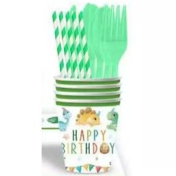 Pahare de hârtie cu model de dinozaur - set de 10 bucăți pentru aniversare