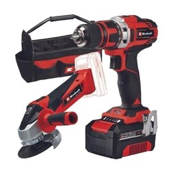 Pachet Einhell - TE-TK 18/2 Li Kit (CD+AG) PXC - Masina de gaurit si insurubat, 18 V, 40 Nm + Polizor unghiular, 18 V, 115 mm, 1 acumulator, 18 V, 4 Ah, accesorii, valiza textila