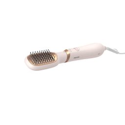 Perie Perie cu aer cald 800W, 4 accesorii, funcție ionică, 3 trepte temperatură, 2 viteze, aer rece, înveliș ceramic cu ulei de argan Alb