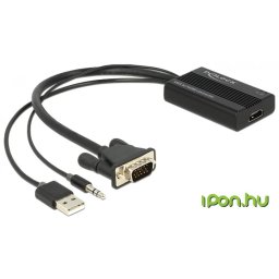 DELOCK VGA/D-Sub + JACK HDMI Convertor Negru 25cm 62597