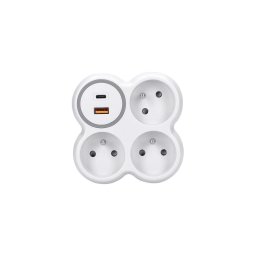 Solight P106C-PD20 - Prelungitor cu 3 prize 16A + încărcător rapid USB A+C 20W
