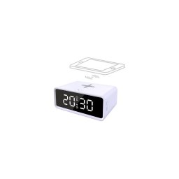 Solight CA07W - Ceas digital cu încărcare wireless Qi, alimentare 230V/CR2032, alb