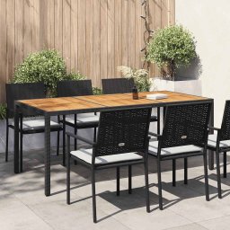 Masa gradina, negru, 190x90x75 cm, poliratan si lemn de acacia GartenMobel Dekor