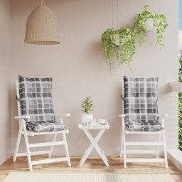 Perne scaun cu spatar înalt, 2 buc., gri, carouri textil oxford GartenMobel Dekor