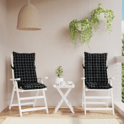 Perne scaun cu spatar înalt, 2 buc. negru carouri textil oxford GartenMobel Dekor