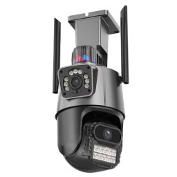 Camera de supraveghere dubla WIFI 8MP exterior/interior Ultra HD 5X zoom comunicare bidirectionala GRI